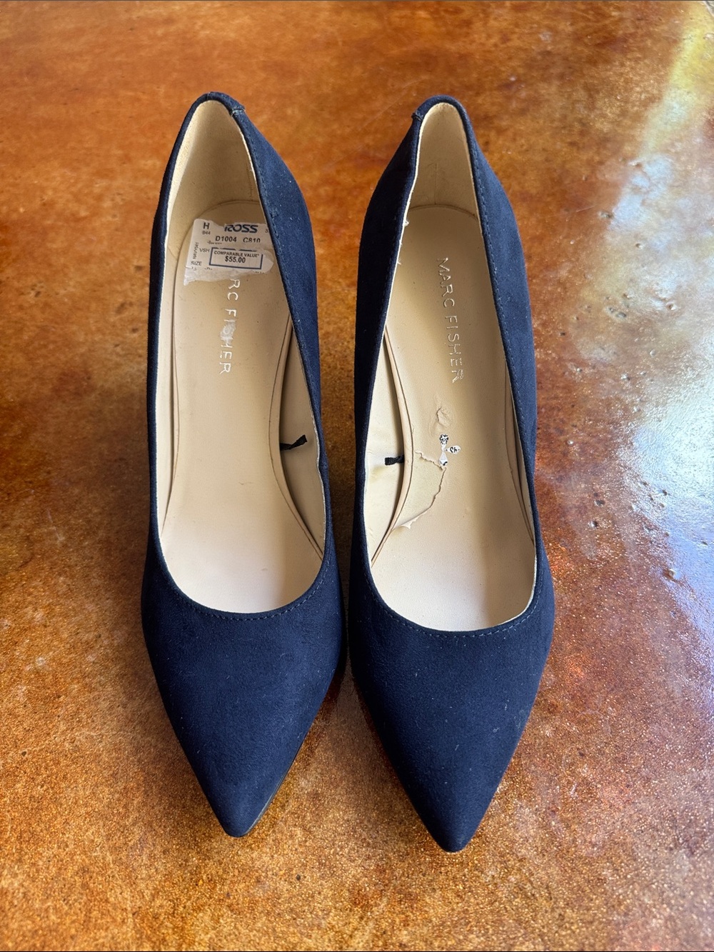 Marc Fisher Black Pointed-Toe Suede Pumps